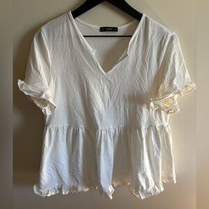 SHEIN Classic White V-Neck Blouse
